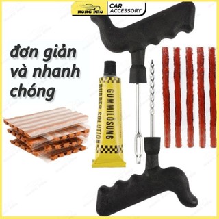 Bộ Dụng Cụ Vá Lốp Xe Không Xăm –Dụng Cho Xe Hơi Xe Ô Tô Xe Máy Vá Lụi Vá Rút Bánh Không Săm Khẩn Cấp