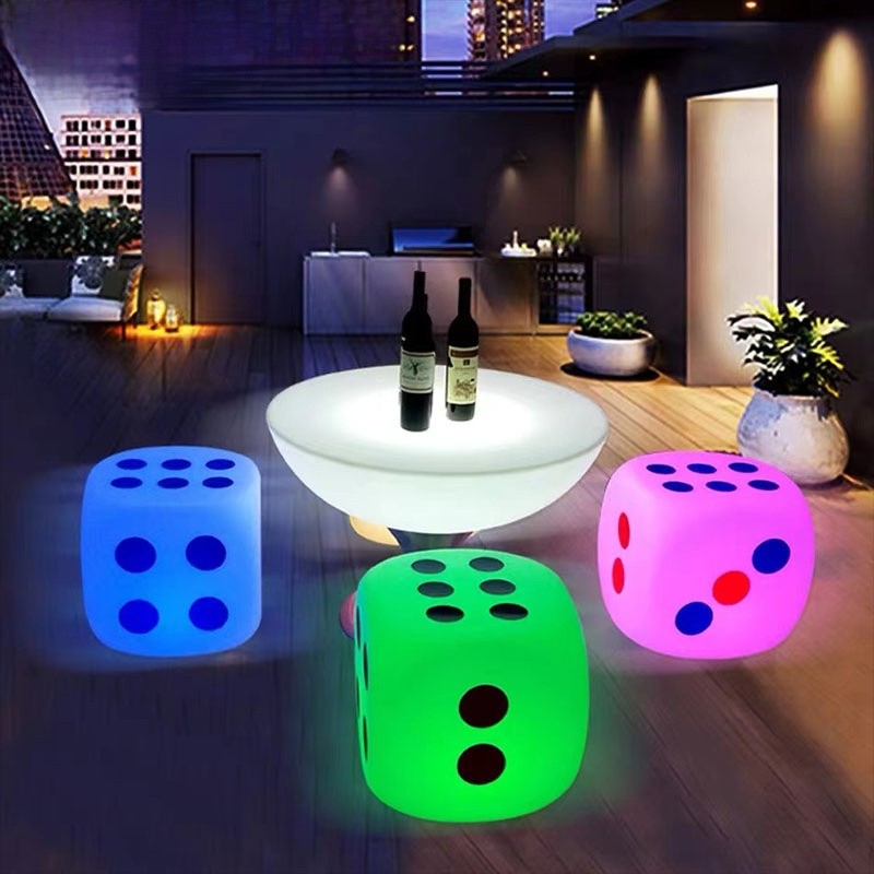Creative Glowing Dice Stool Fashionable Waterproof Bar Chair Outdoor Dice Cup Bar Table KTV Bar Furn