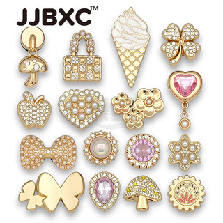 JJBXC CHARM Khóa giày kim loại chéo Phụ kiện giày kết cấu Đá quý Ngọc trai DIY Phụ kiện giày thời trang
