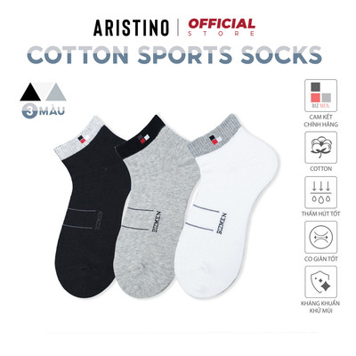 COMBO 3 Đôi Tất, Vớ nam ARISTINO Bizmen cổ ngắn chất cotton mềm nano Ag+ khử mùi CSP08.CB3