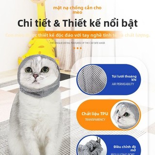 Khẩu Trang Mặt Mèo Che Cổ Chống Xước Chống Cắn Che Miệng Lưới Thoáng Khí Công Cụ Tắm