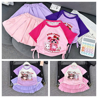  Set Áo Rút Dây Eo In Hình Baby Three Chân Váy Thô Xinh Xắn Bé Gái 8-28kg 