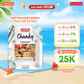 Mứt Pha Chế Dưa Lưới & Đào - Có miếng trái cây thật - Nguyên liệu pha chế - ANDROS CHUNKY - 1kg