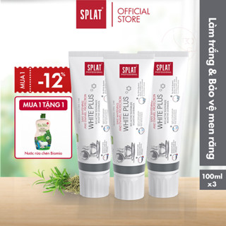   Livestream  Combo 3 tuýp kem đánh răng SPLAT White Plus loại bỏ ố vàng làm sáng men răng 100ml 
