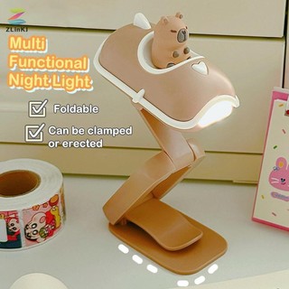 ZLinKJ Dễ Thương Capybara Đèn Bàn Led Có Thể Gập Lại Kẹp Sách Học Đọc Đèn Ngủ Đầu Giường Cho Phòng Ngủ Học Đọc Sách Văn Phòng Làm Việc Mới