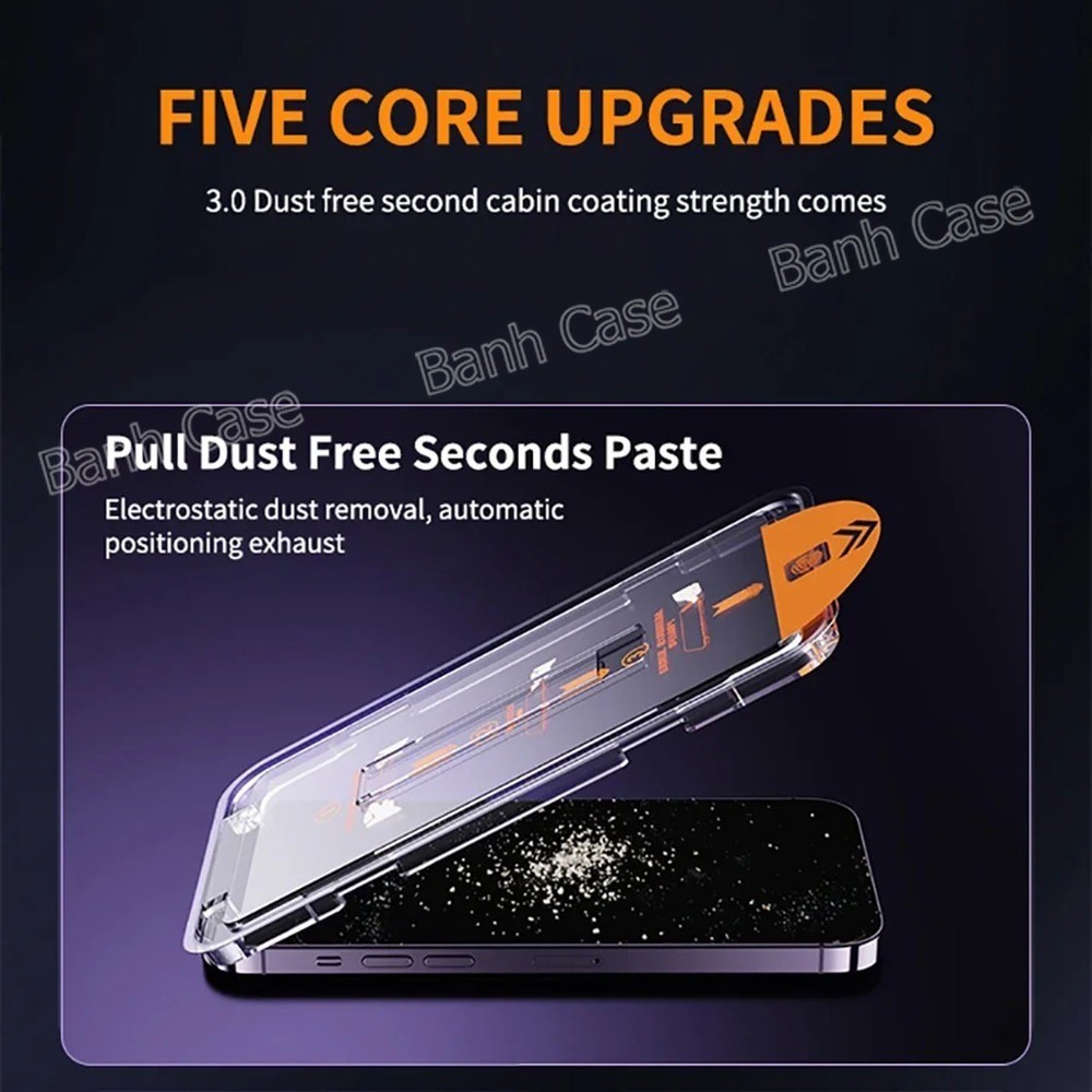 Kính cường lực khung tự dán tự rút bụi siêu mịn dành cho iPhone 17 15 16 14 13 12 11 ProMax XR XSMAX 67 8Plus trong suốt | BigBuy360 - bigbuy360.vn
