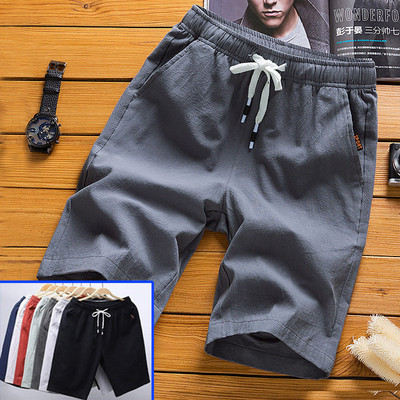 Quần nam ngắn lanh cotton ống thẳng màu đơn giản, phù hợp đi biển với công nghệ wicking khô nhanh