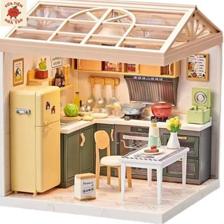 Mô hình lắp ghép nhà búp bê DIY BẰNG NHỰA ABS 801-810 - Phòng bếp   Kèm cửa nhựa và mái  - Đồ trang trí nhà cửa 