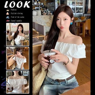  Áo Croptop Nữ Trễ Vai Bèo Nhún Áo Thun Ngắn Tay Bozip Tôn Dáng Phong Cách Ulzzang Hàn Quốc 