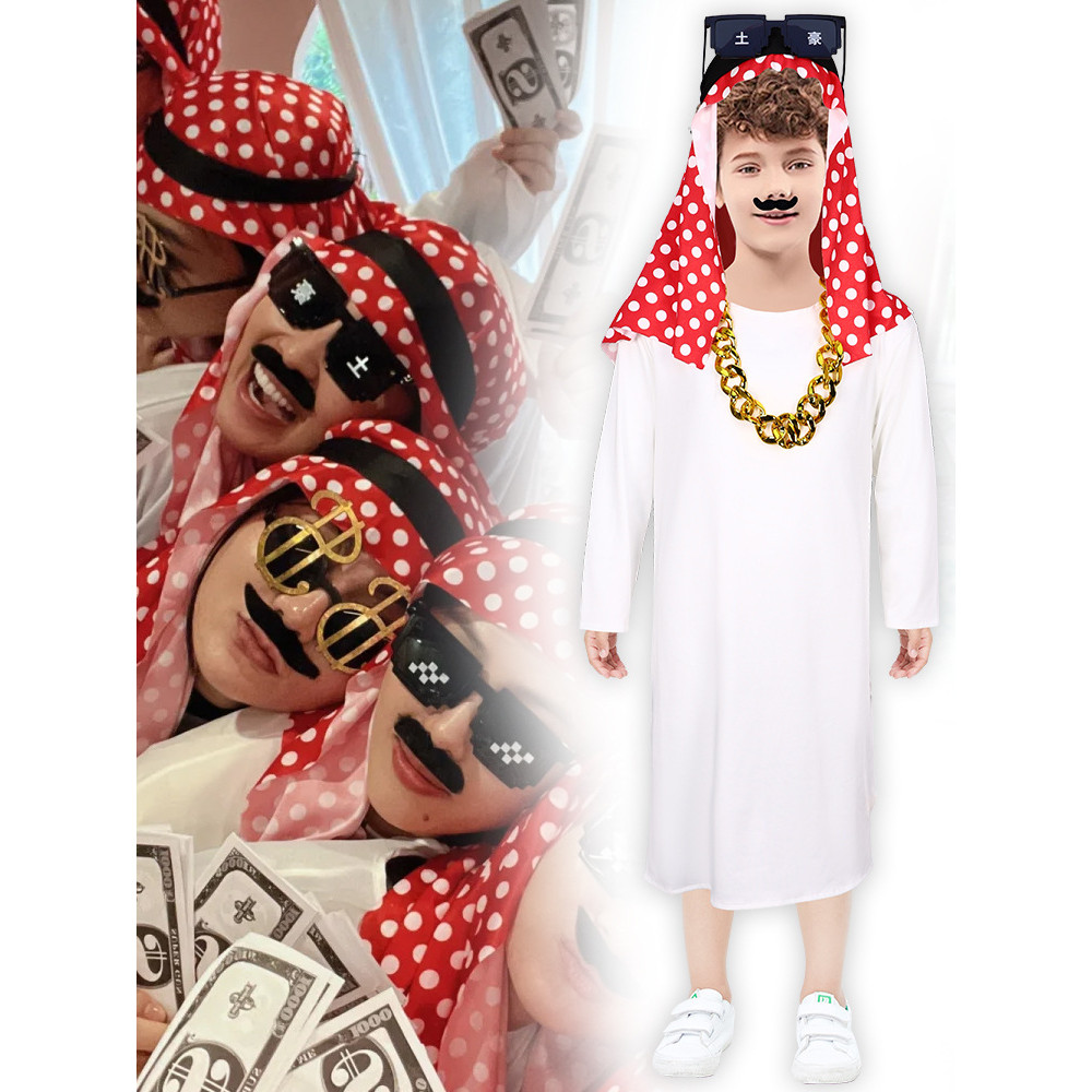 [HỎA TỐC] Hóa trang đại gia Dubai Ả Rập Trung Đông Quá tặng tiệc cưới vui nhộn Dây chuyền vàng giả