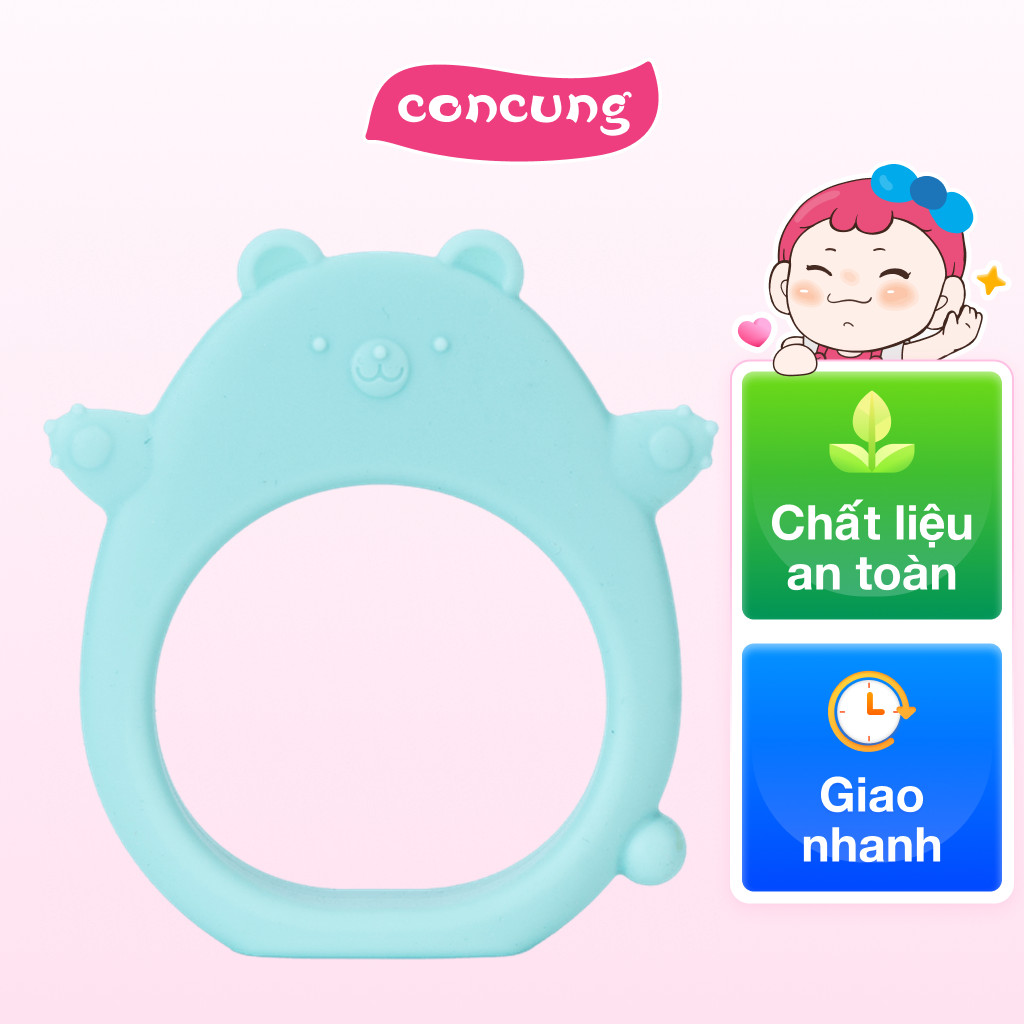 Gặm nướu silicone hình thú Animo (Hình gấu con) (Xanh bạc hà)