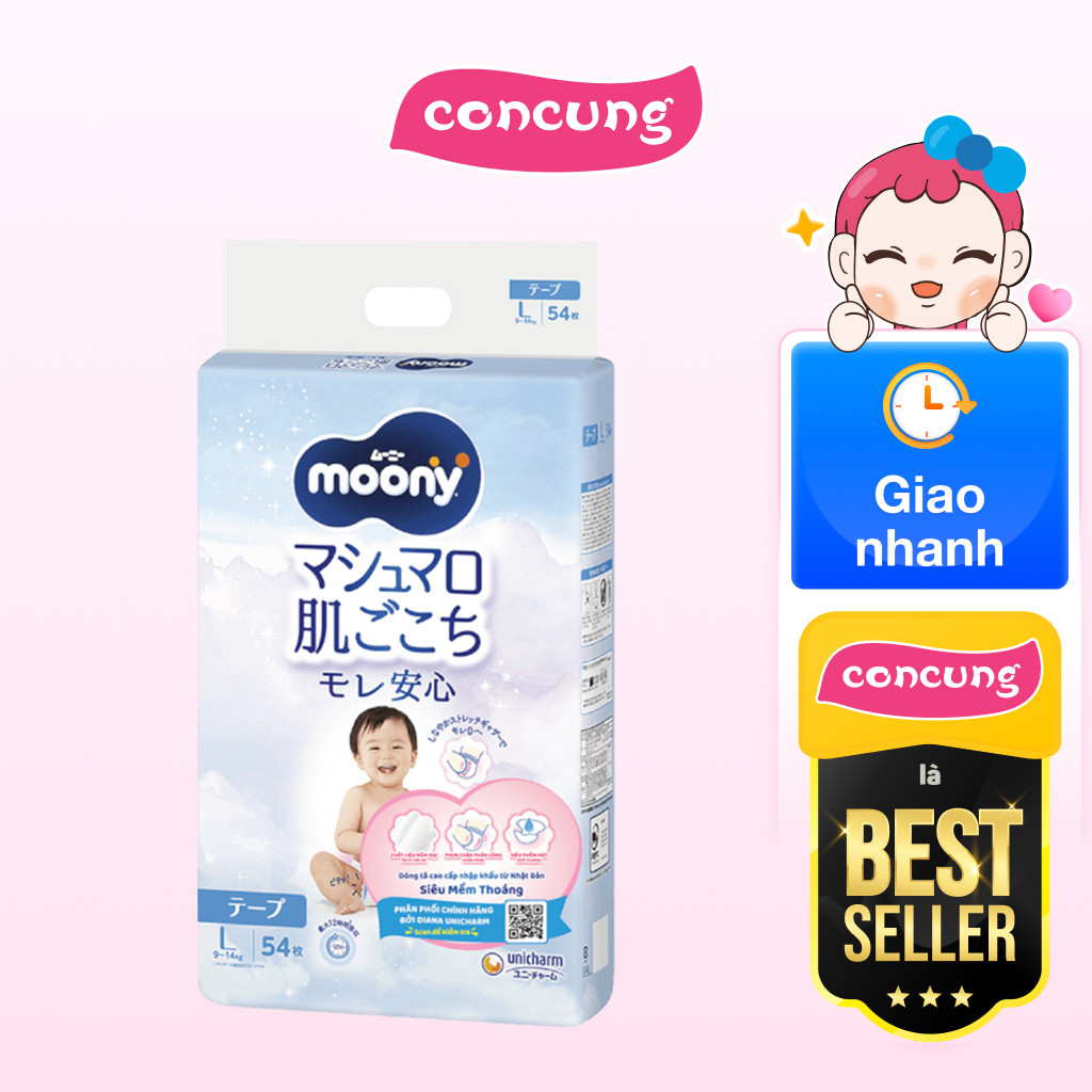 Tã dán Moony size L 54 miếng - concung
