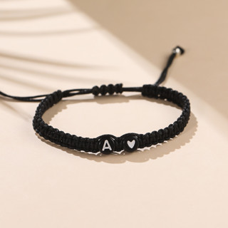  Vòng tay Kunkka đen bện dây chữ A đến Z điều chỉnh được làm quà tặng tình yêu cho cặp đôi 