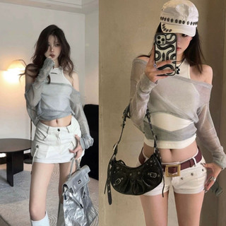 Bộ Đồ Hai Chiếc Áo Cánh Chống Nắng Vải Lưới Ghép Nối Nữ Sành Điệu Mẫu Mới Mùa Hè