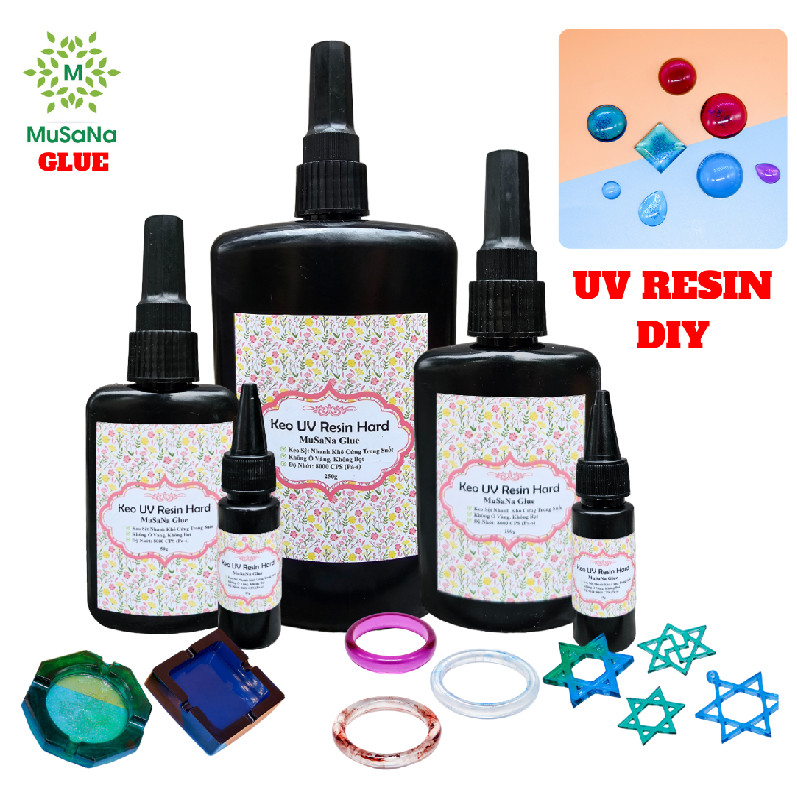 Keo Resin UV MuSaNa Glue, Keo UV Resin Làm Đồ Handmade Móc Khóa Thủ Công DIY Keo Trong Màu Khô Cứng