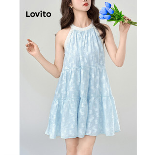Đầm Lovito họa tiết hoa vải jacquard phong cách preppy cho nữ L88AD284