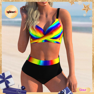 Giaurz Nữ Bikini Gợi Cảm Cao Cấp Đệm Nữ Cầu Vồng Mùa Hè Chia Đồ Bơi Cho Tiệc Đi Biển