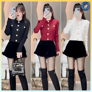 [A245] Áo KHOÁC len dệt kim cardigan NÚT VÀNG tay dài mặc 2 KIỂU hàng Quảng Châu sang trọng - L2M