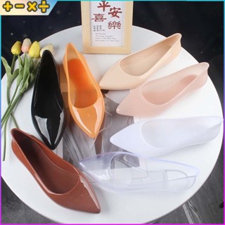 Bốt Đi Mưa mũi nhọn mới, giày cổ thấp, Giày đế bằng nhựa thời trang chống trượt