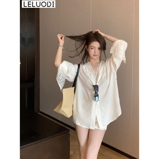 LELUODI áo sơ mi nữ áo kiểu hàn quốc thông thường nhí nhảnh rực rỡ Phong cách WCS2470P6K 32Z240807