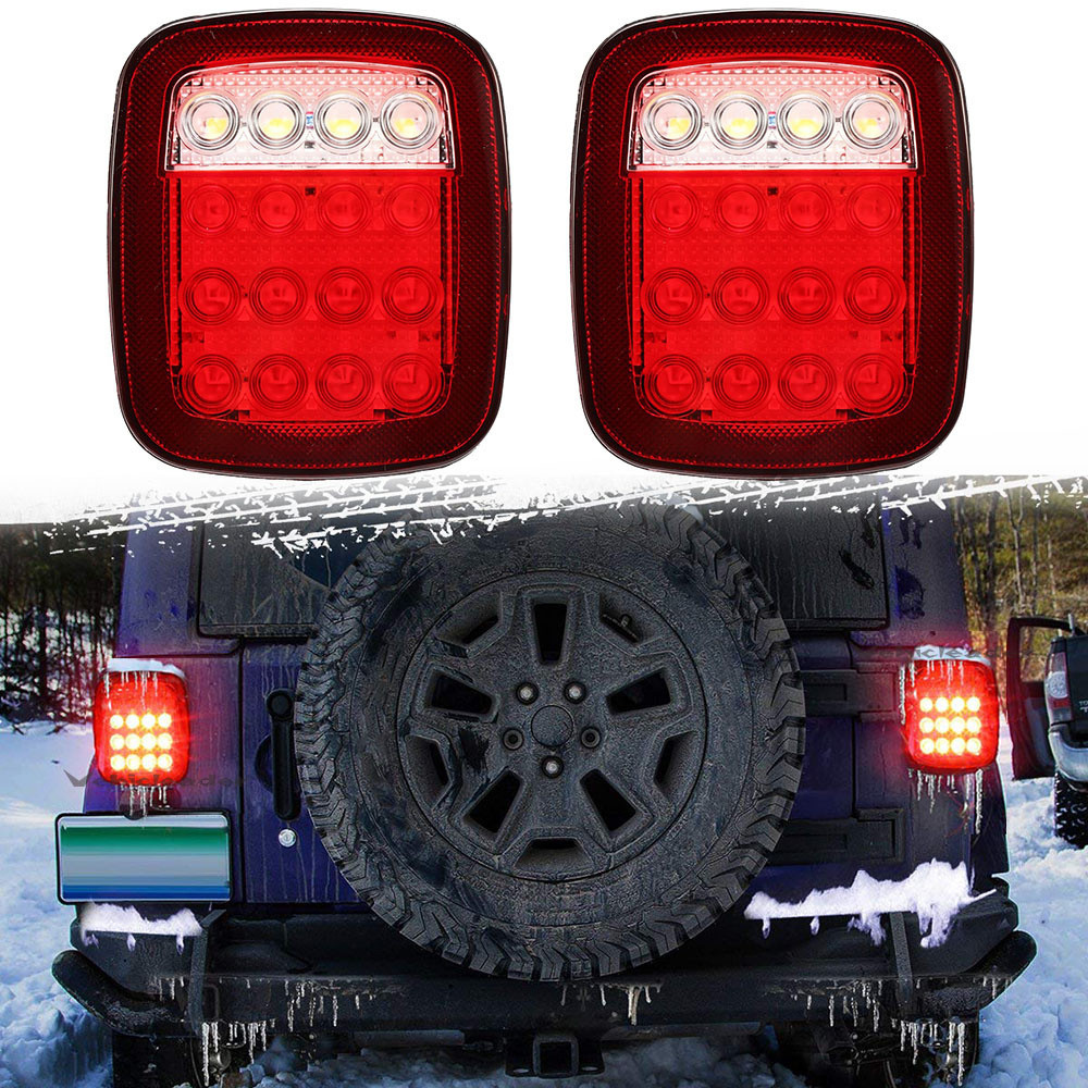 2 Chiếc 12V 24V Đuôi Đèn Cho Xe Jeep TJ Wrangler JK Led Xe Phía Sau Dừng Bật Đèn Chạy Ngược Giấy Phé