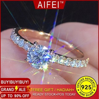 Nhẫn bạc 925 đính kim cương nhân tạo thời trang sang trọng cho nữ Aifei R795