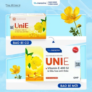 Thực phẩm bảo vệ sức khoẻ UniE bổ sung vitamin E, giúp da sáng mịn, ngăn ngừa lão hóa hộp 30 viên