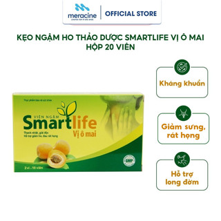 Kẹo ngậm ho thảo dược Smartlife vị ô mai hỗ trợ thanh nhiệt giảm ho long đờm hộp 20 viên