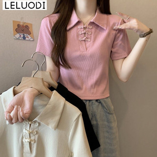 LELUODI áo polo nữ áo có cổ Thời trang Fashion Minimalist xu hướng WCS24805P8 34Z240820