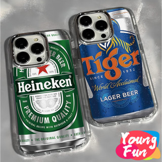 ốp lưng Bia Heineken iPhone 16 Pro Max 15 14 XR 13 11 12 Pro Max 8 7 6 6S Plus X Xs Max Se 2020 13 12 11 Kim loại sang trọng mềm Chai bia phổ biến Xanh dương Xanh lá cây