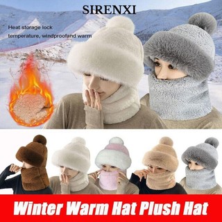 SIRENXI Trùm Đầu Phối Lông Giả Thời Trang Mùa Đông Cho Nữ