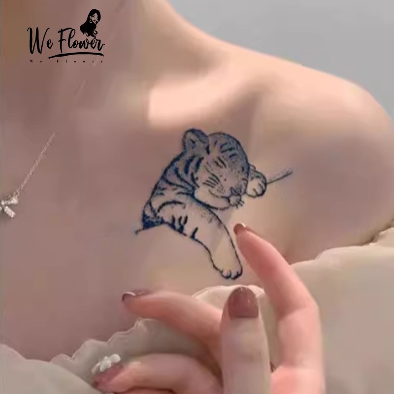 Chúng Tôi Hoa Punk 3D Hổ Tạm Thời Hình Xăm Miếng Dán Dành Cho Nữ Thời Trang Chống Thấm Nước Lâu Dài Hình Xăm Cơ Thể Nghệ Thuật Decal