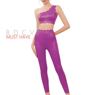 Bdcv Phong Cách Yoga Thể Thao Trang Phục Nữ OOTD Thể Dục Phù Hợp Với Chống Sốc Vàng Sáng Bóng Áo Ngực Thể Thao Chạy Bộ Tập Gym Hip Nâng Quần