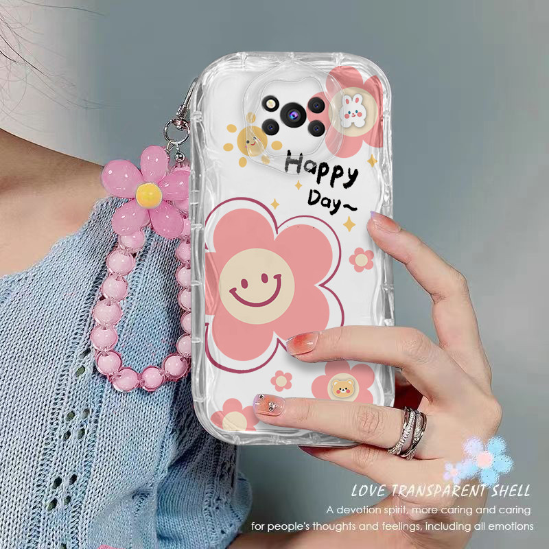 Ốp lưng POCO X3 PRO NFC điện thoại trong suốt CASE hoa Dây treo hạt Vỏ điện thoại chống sốc trong su