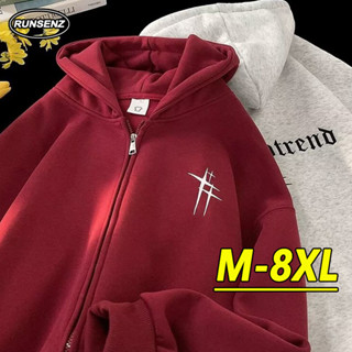 M-8xl Thời Trang Mỹ Áo Có Mũ Trùm Đầu Màu Đỏ Nam Plus Kích Thước Áo Khoác Dày Nhiệt Oversize Áo Chui Đầu