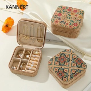 Hộp đựng đồ trang sức KANNERT, Hộp đựng bông tai nhẫn hữu ích bằng gỗ Nút chai, Hộp đựng mỹ phẩm di động đơn giản Đồ dùng du lịch