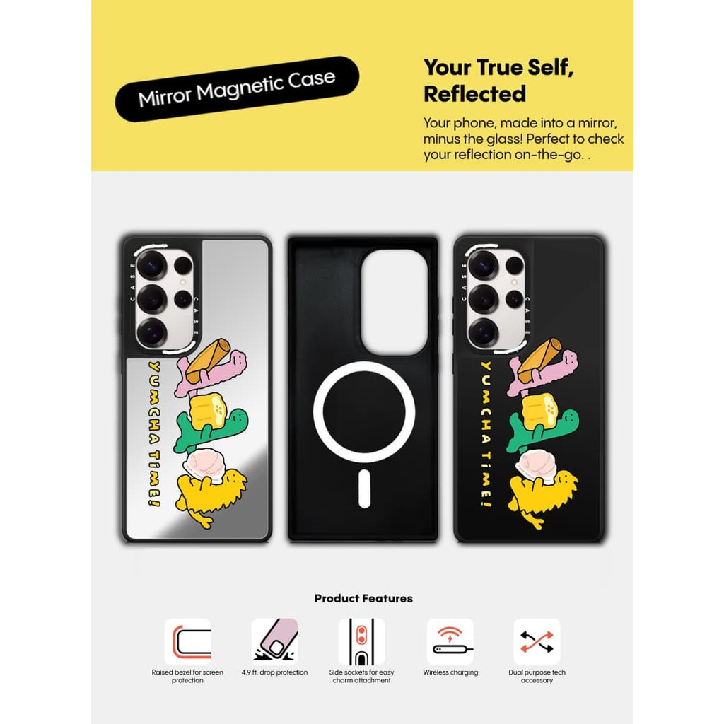 CASECASE X Joguman Yumcha Time Case Matte Black & Sliver Mirror Vỏ hút từ tính Samsung Galaxy S23 S2