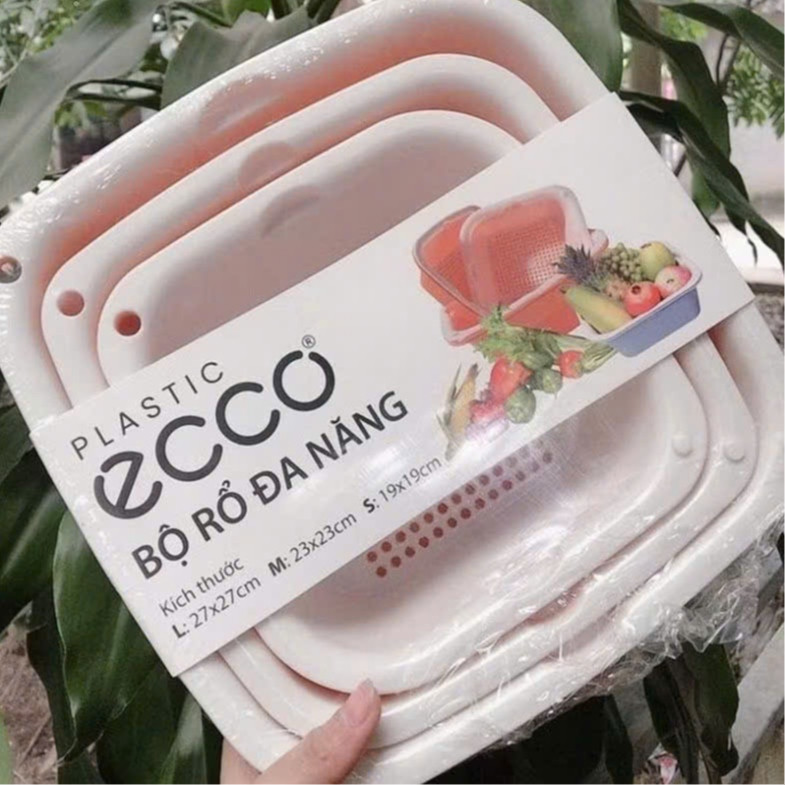Bộ Thau Rổ Nhựa Ecco 6 Món 3 Kích Thước Thương hiệu Ecomax