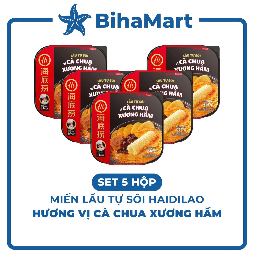 [SET 5 HỘP] - YIHAI - Lẩu tự sôi Haidilao hương vị Cà chua xương hầm, Lẩu tự sôi Hadilao cà chua xươ