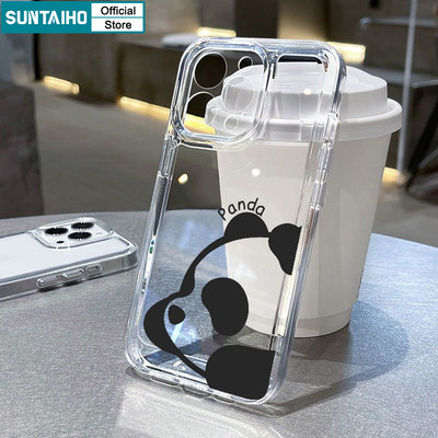 Ốp Điện Thoại Suntaiho Dễ Thương Đơn Giản Gấu Trúc Trong Suốt Mềm Cao Cấp Chống Sốc Cho iPhone 11 12 13 14 15 16 Pro Max IP 7 8 Plus Iphon X XS XR Xs max