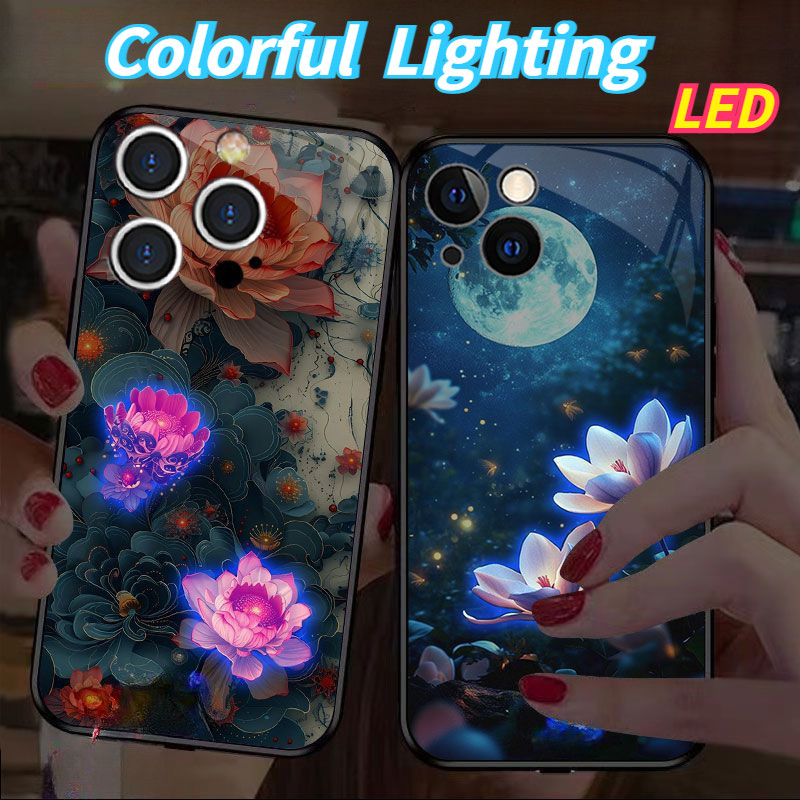 Kính sen LED ánh sáng phát sáng vỏ điện thoại Vỏ bảo vệ iPhone 16promax 16pro 16 15 15Promax 15pro 1