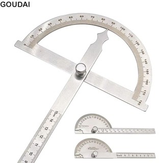 GUDAI Protractor, Thước đo góc Thước đo 180 độ Protractor, Xoay Caliper Đầu tròn Thép không gỉ Có thể điều chỉnh Dụng cụ soạn thảo