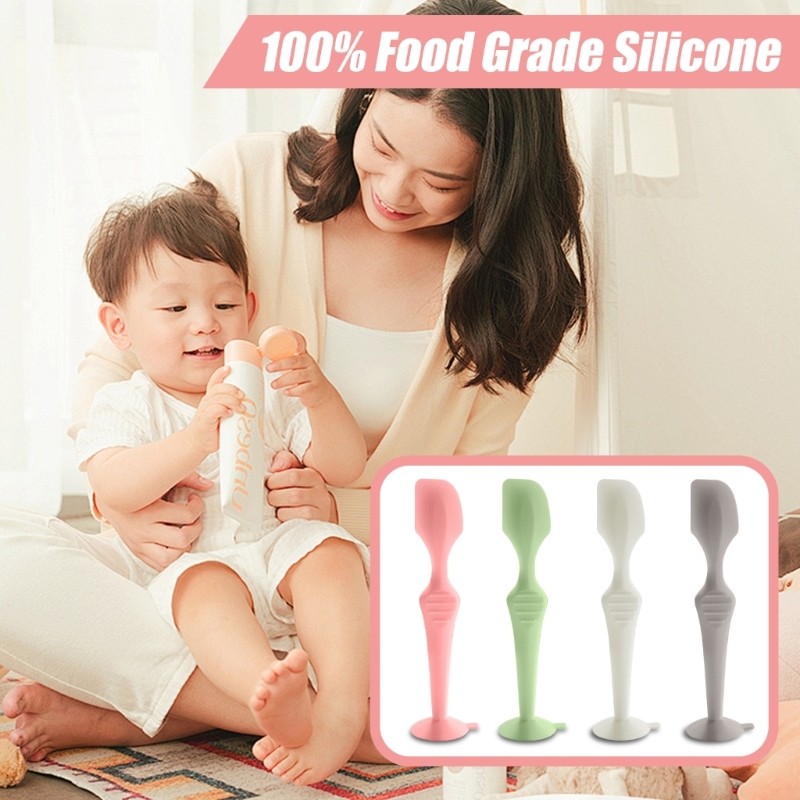 DE Baby Cream Scraper Silicone Diaper Cream Thìa có hút cho kem mông