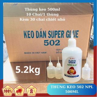  Keo 502 500ML NPL BÁN SỈ NGUYÊN THÙNG 10 chai thùng - keo dán sắt lớn lọ tròn siêu dính 500ml -Tặng kèm 3 chai rỗng nhỏ 