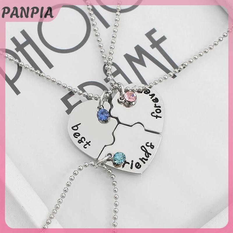 PANPIA-3 Cái / bộ Trái Tim Chia Mặt Dây Chuyền Vòng Cổ Người Bạn Thân Nhất Bff Tình Bạn Cặp Đôi Vòng