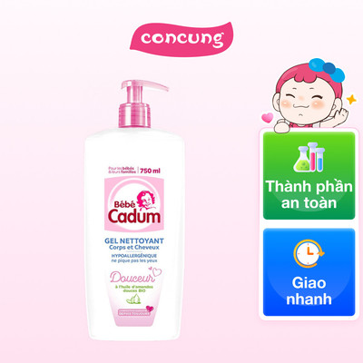 Tắm gội hạnh nhân Cadum cho sơ sinh và trẻ nhỏ 750ml
