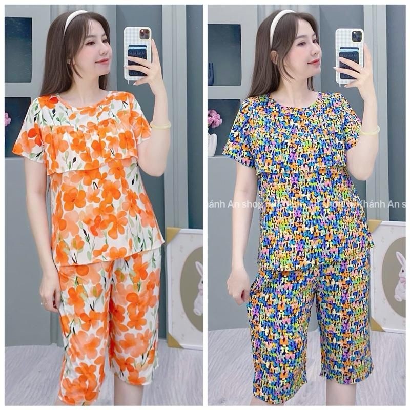  KA100 - Đồ Bộ Tole Lanh Nữ Áo Có Tay Rèm Quần Lửng 