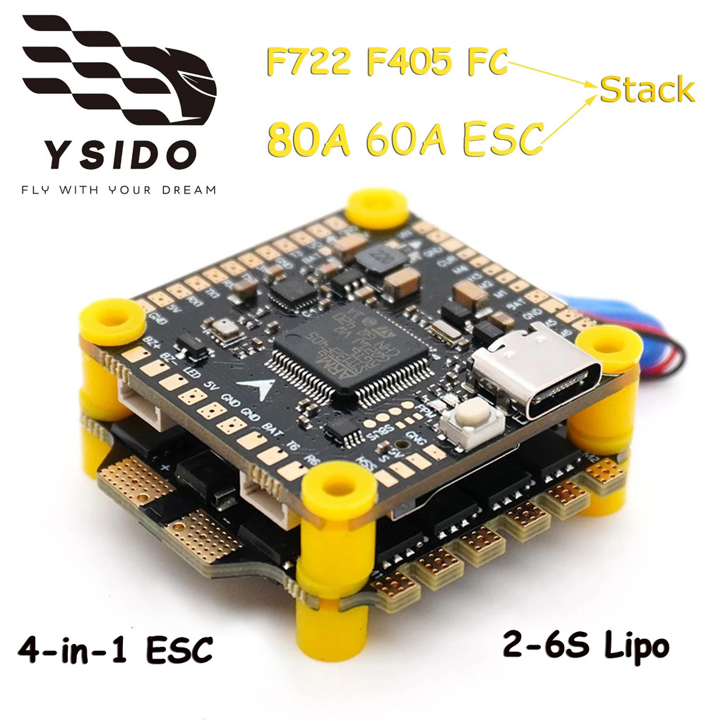 F405 V3 F722 Bộ điều khiển chuyến bay BLS 4 trong 1 60A 80A ESC 2-6S Lipo Stack / Flytower để điều k