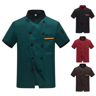 Mới Unisex Nhà Hàng Nhà Bếp Đầu Bếp Đồng Nhất Áo Sơ Mi Tay Ngắn Đầu Bếp Áo Khoác Quần Áo Làm Việc