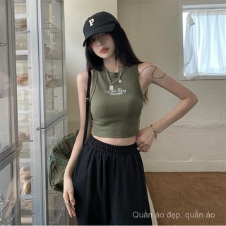 Bán Hot American Sweet Hot Girl với Ngực Pad Không Tay Hình Chữ I Camisole Nữ Mùa Hè Ngắn Mặc Ngoài BM Sang Trọng Top MBLP